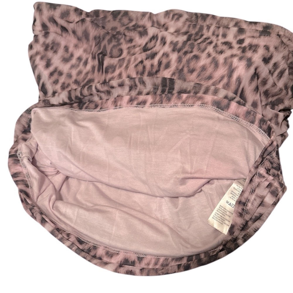 Anthropologie Mesh Shirred Tube Top Size XL Leopard Print Stretch Pullover - Picture 4 of 10
